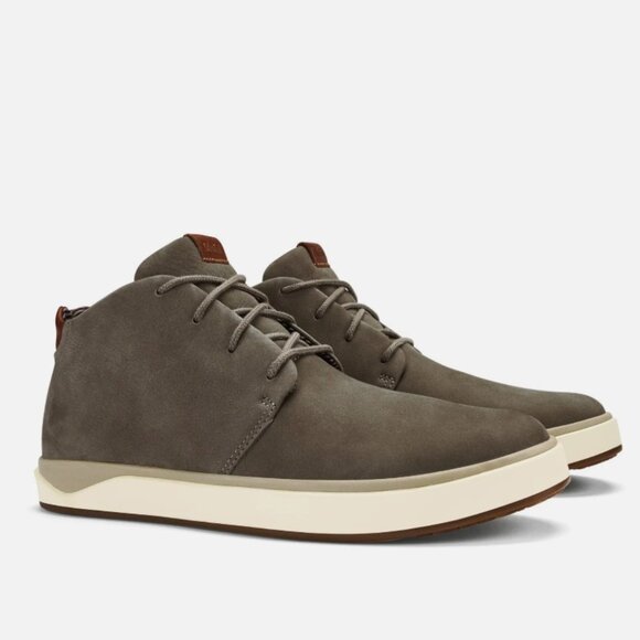 OluKai Papakū ‘Ili Men’s Waterproof Leather Boots $160 in Mustang Grey - Picture 1 of 17